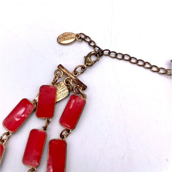 Simple Addiction 3 Stand Necklace Gold Tone Lobster Closure Adjustable Signed - Picture 3 of 4
